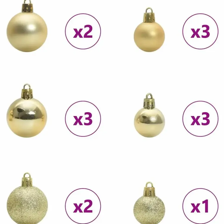 Kerstballen-vidaXL Kerstballen met 150 LED - 61-delig - Ø3/4/6 cm - Multikleur - Kunststof