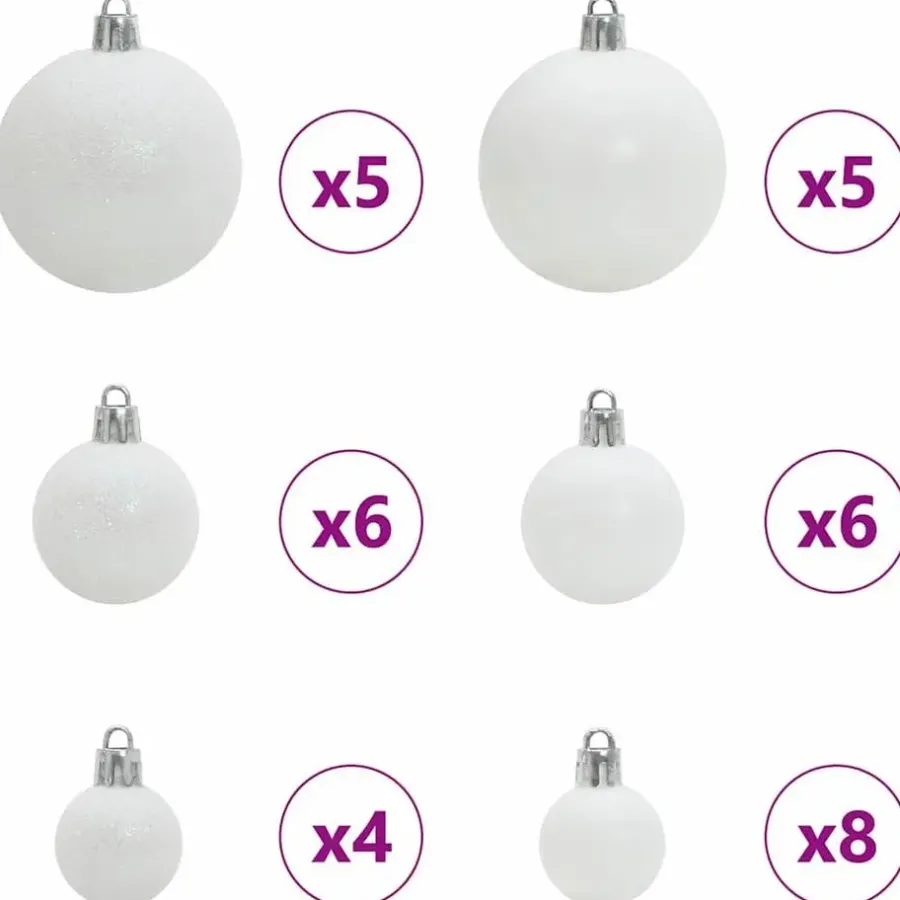 Kerstballen-vidaXL Kerstballen set met 150 LED - 61x - Ø3/4/6 cm - Wit - Kunststof - Mix