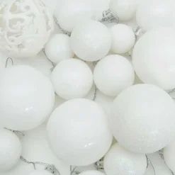 Kerstballen-vidaXL Kerstballen set met 150 LED - 61x - Ø3/4/6 cm - Wit - Kunststof - Mix