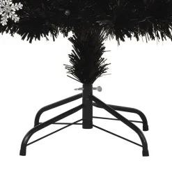 Kerstbomen-vidaXL Kerstboom met LED-sneeuwvlokken 120 cm glasvezel zwart