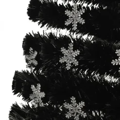 vidaXL Kerstboom met LED-sneeuwvlokken 210 cm glasvezel zwart