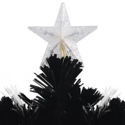 vidaXL Kerstboom met LED-sneeuwvlokken 210 cm glasvezel zwart