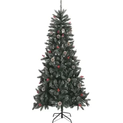 Kerstbomen-vidaXL kerstboom met standaard 240 cm PVC groen