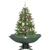 Kerstbomen-vidaXL Kerstboom sneeuwend met paraplubasis 140 cm groen