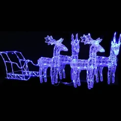 Kerstverlichting-vidaXL Kerstdecoratie rendieren en slee 280x28x55 cm acryl