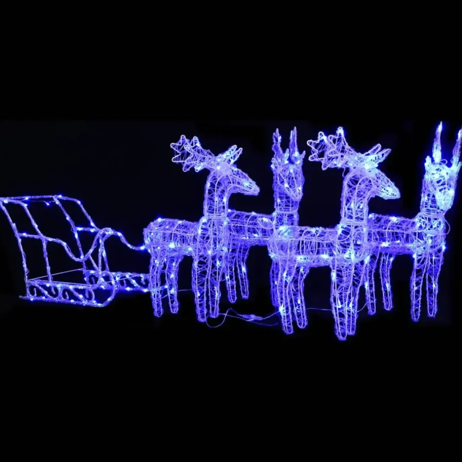 Kerstverlichting-vidaXL Kerstdecoratie rendieren en slee 280x28x55 cm acryl