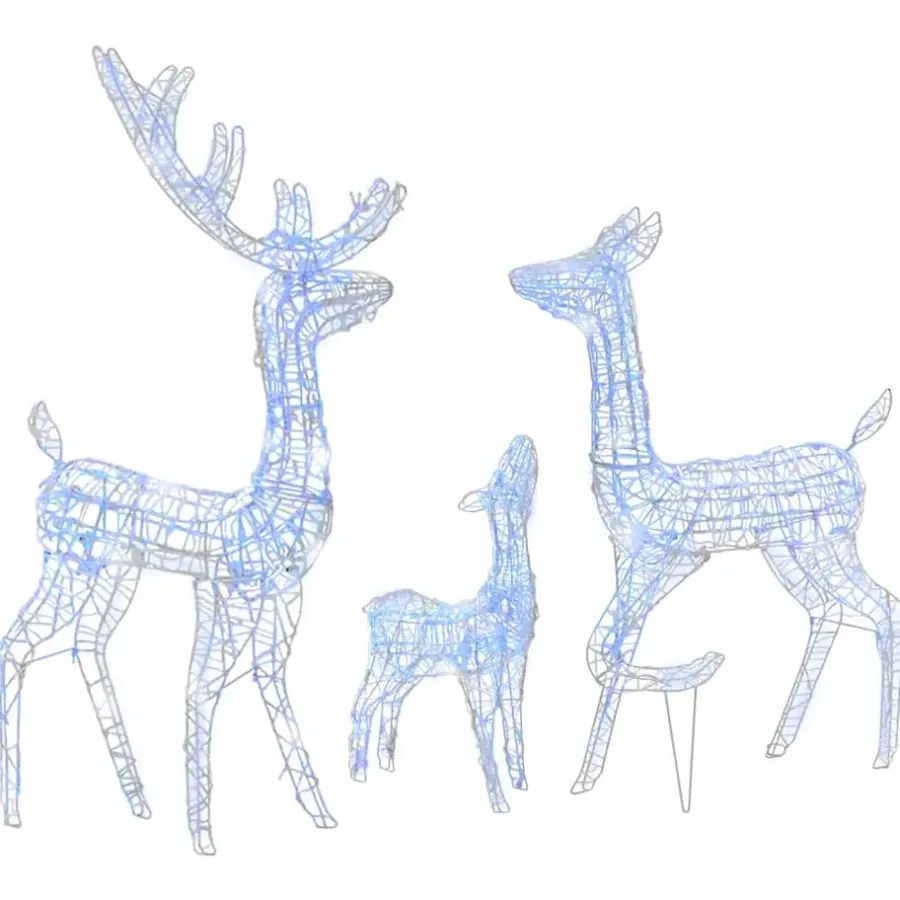 Kerstverlichting-vidaXL Kerstversiering rendierfamilie 300 LED's blauw acryl