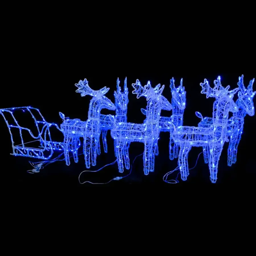 vidaXL Kerstversiering rendieren en slee 320 LED's acryl
