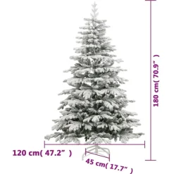 vidaXL Kunstkerstboom met scharnieren en sneeuw 180 cm