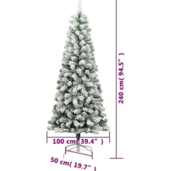 vidaXL Kunstkerstboom met scharnieren en sneeuw 240 cm