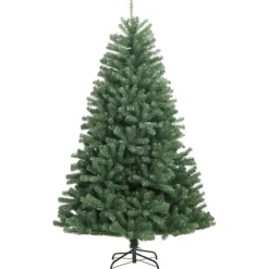 Kerstbomen-vidaXL Kunstkerstboom met scharnieren en standaard 210 cm groen