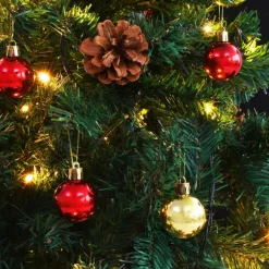 vidaXL Kunstkerstboom met verlichting en kerstballen 180 cm groen