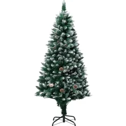 vidaXL Kunstkerstboom met dennenappels en witte sneeuw 150 cm