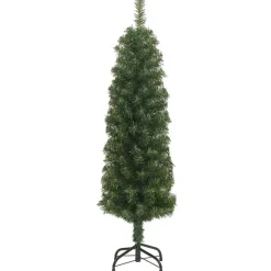 Kerstbomen-vidaXL Kunstkerstboom met standaard smal 120 cm PVC groen