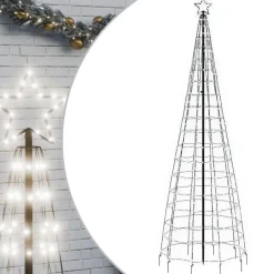 Kerstverlichting-vidaXL LED-kerstboom met spikes 570 LEDs koud wit 300 cm