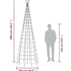 Kerstverlichting-vidaXL LED-kerstboom met spikes 570 LEDs koud wit 300 cm