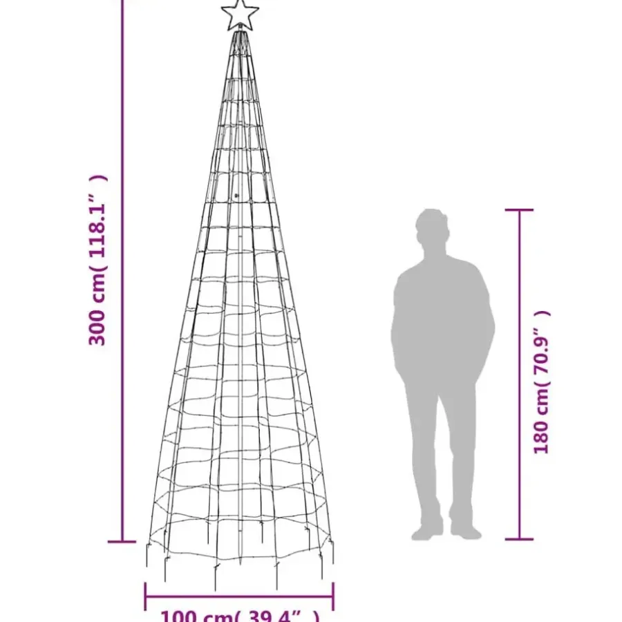 Kerstverlichting-vidaXL LED-kerstboom met spikes 570 LEDs koud wit 300 cm