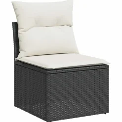 Loungebanken-vidaXL Loungebank 2 zits met crème kussens poly rattan - Zwart 110x62x69 cm