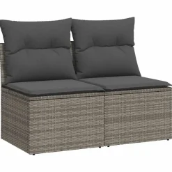 Loungebanken-vidaXL Loungebank 2 zits met kussens poly rattan - Grijs 110x62x69 cm