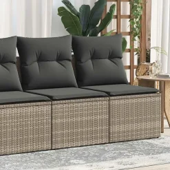 Loungebanken-vidaXL Loungebank 2 zits met kussens poly rattan - Grijs - 110x62x69 cm