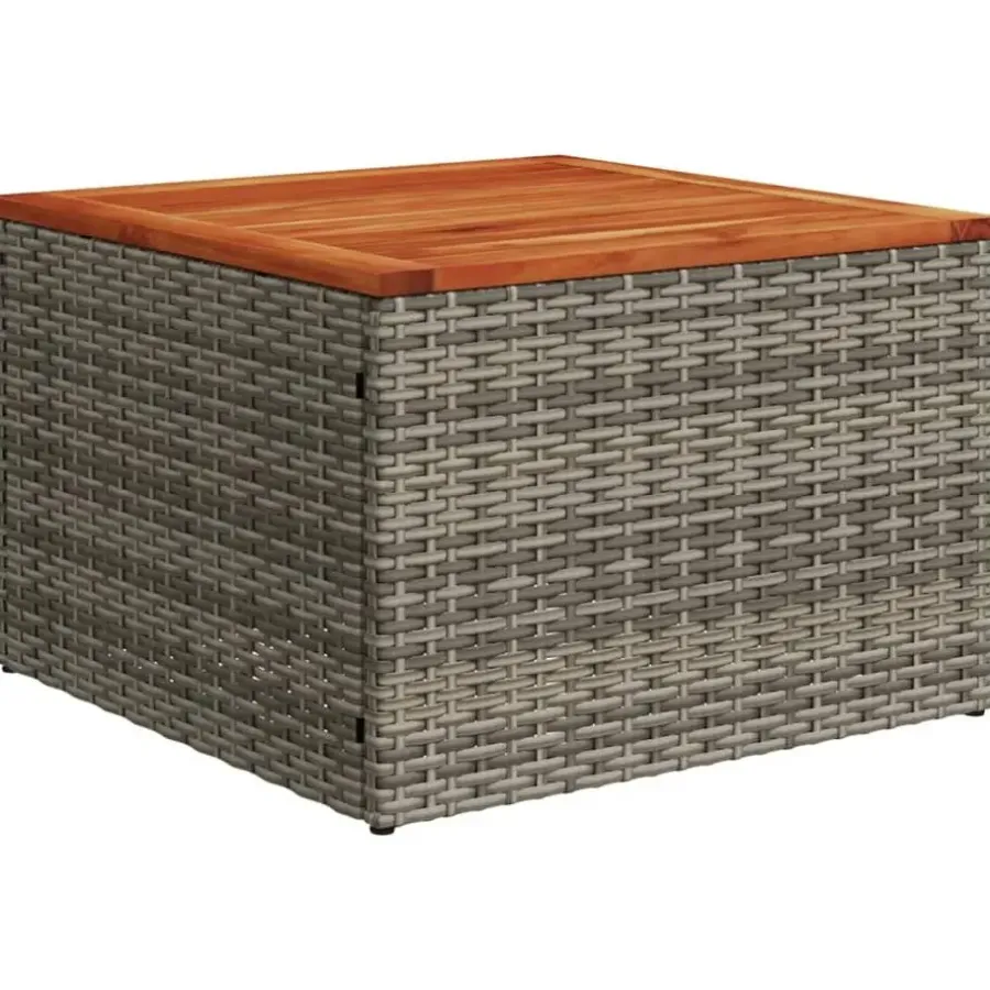 Loungesets-vidaXL Loungeset met 8 kussens en hout armsteun & salontafel - Grijs - 9 stuks