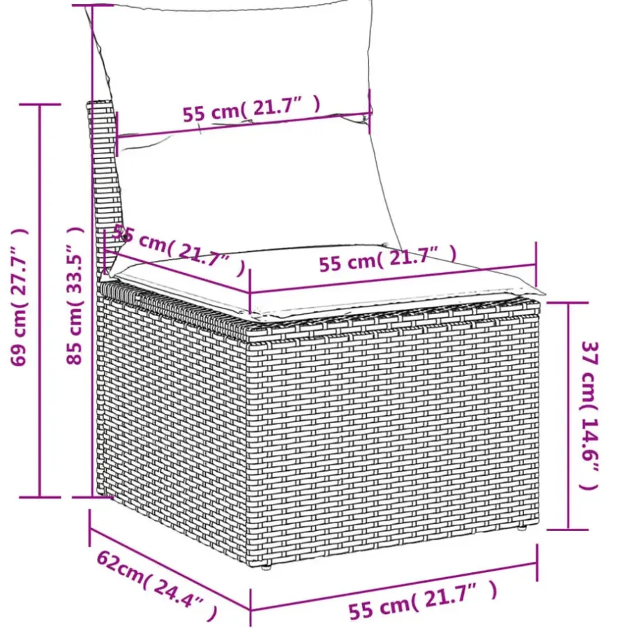 vidaXL Loungeset met 8 kussens en hout armsteun - Grijs - 6 stuks