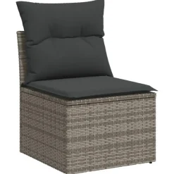 vidaXL Loungeset met 4 kussens - hout armsteun & salontafel - Grijs - 6 stuks