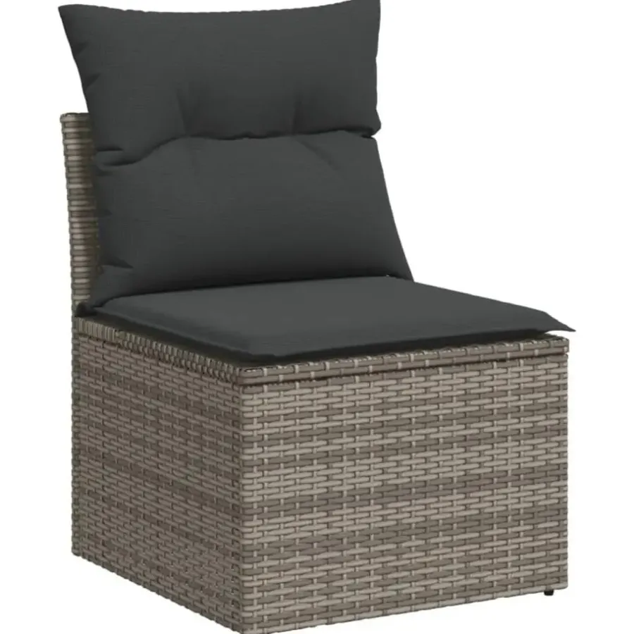 vidaXL Loungeset met 4 kussens - hout armsteun & salontafel - Grijs - 6 stuks