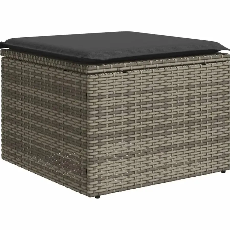 vidaXL Loungeset met 4 kussens - hout armsteun & salontafel - Grijs - 6 stuks
