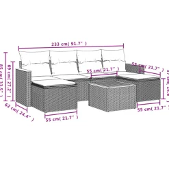 vidaXL Loungeset met 4 kussens - hout armsteun & salontafel - Grijs - 6 stuks