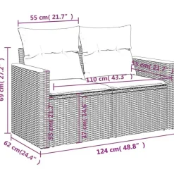 vidaXL Loungeset met 4 kussens - hout armsteun & salontafel - Grijs - 6 stuks