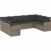 Loungebanken-vidaXL Loungeset met 11 kussens en hout armsteun - Grijs - 10 stuks