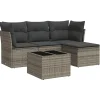 Loungesets-vidaXL Loungeset met kussens & tuintafel - Grijs - Poly Rattan - 5 stuks
