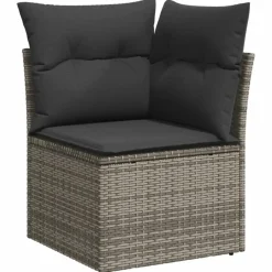 vidaXL Loungeset met kussens - hout armsteun & salontafel - Grijs - 6 stuks