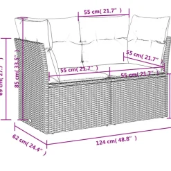 vidaXL Loungeset voor 7 met kussens en verstelbaar salontafel - Gris - 8 stuks