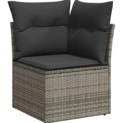 vidaXL Loungeset voor 7 met kussens en verstelbaar salontafel - Gris - 8 stuks