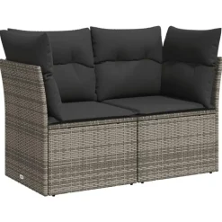 Loungesets-vidaXL Loungeset voor 5 met kussens & verstelbaar salontafel - Gris - 6 stuks