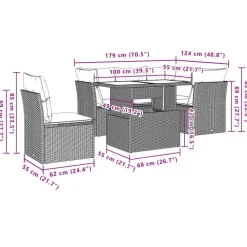 Loungesets-vidaXL Loungeset voor 5 met kussens & verstelbaar salontafel - Gris - 6 stuks