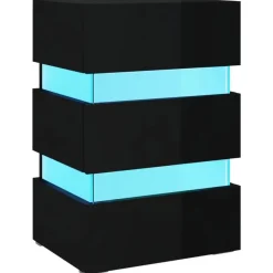 Nachtkastjes|Nachtkastjes-vidaXL Nachtkastje LED 45x35x67 cm bewerkt hout hoogglans zwart