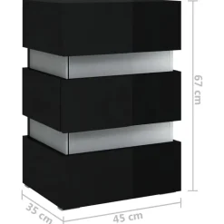 Nachtkastjes|Nachtkastjes-vidaXL Nachtkastje LED 45x35x67 cm bewerkt hout hoogglans zwart