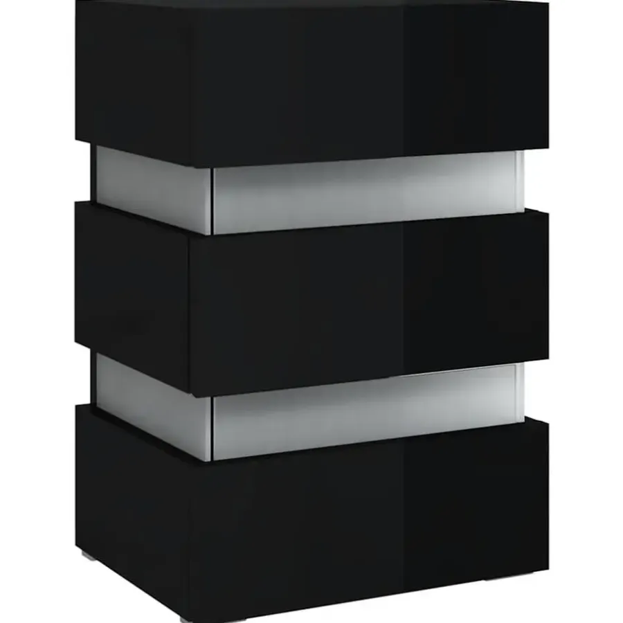 Nachtkastjes|Nachtkastjes-vidaXL Nachtkastje LED 45x35x67 cm bewerkt hout hoogglans zwart