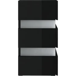 Nachtkastjes|Nachtkastjes-vidaXL Nachtkastje LED 45x35x67 cm bewerkt hout hoogglans zwart