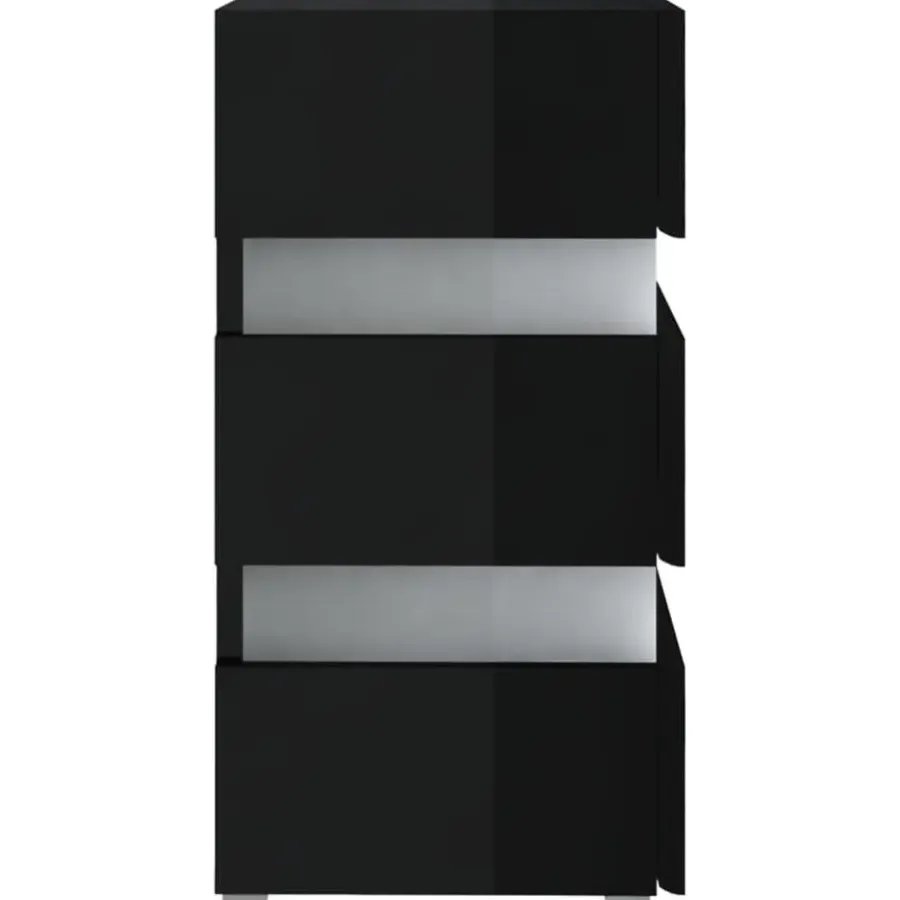 Nachtkastjes|Nachtkastjes-vidaXL Nachtkastje LED 45x35x67 cm bewerkt hout hoogglans zwart