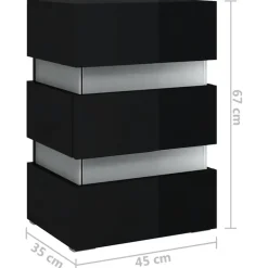 Nachtkastjes|Nachtkastjes-vidaXL Nachtkastje LED 45x35x67 cm bewerkt hout hoogglans zwart