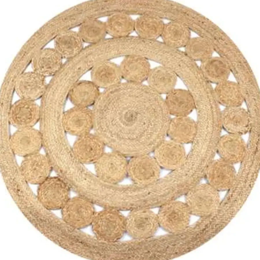 vidaXL Rond Tapijt – Beige Jute – Ø150 cm – Handgeweven Look