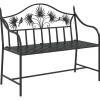vidaXL Tuinbank met vogels en bloemen ontwerp -Zwart - Staal - 104x52.5x89 cm