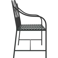 vidaXL Tuinbank met vogels en bloemen ontwerp -Zwart - Staal - 104x52.5x89 cm