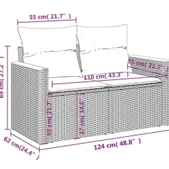vidaXL Tuinbank 2-Zits – Zwart Polyrattan – 124x62x69 cm – Weerbestendig Design