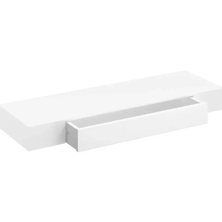 vidaXL Wandschap - met lade - zwevend - MDF - wit