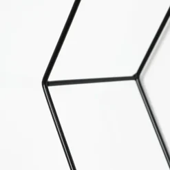 Wandrekken-IVOL Vierdubbel zeshoekig metalen wandrek met 4 houten plankjes - 40,5x58 cm - Zwart
